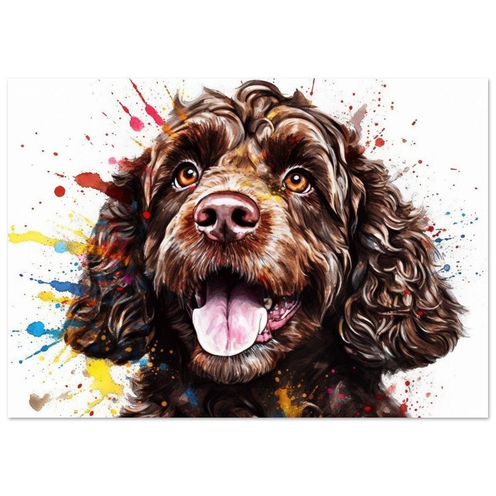 Chocolate Cockapoo Poster Print. Watercolour Dog Art & Prints Gift for Dog Lover, Painting for Doodle Mom, Dad. Abstract Art - Matte Paper - Colourful wall art by Canvasity Crafts