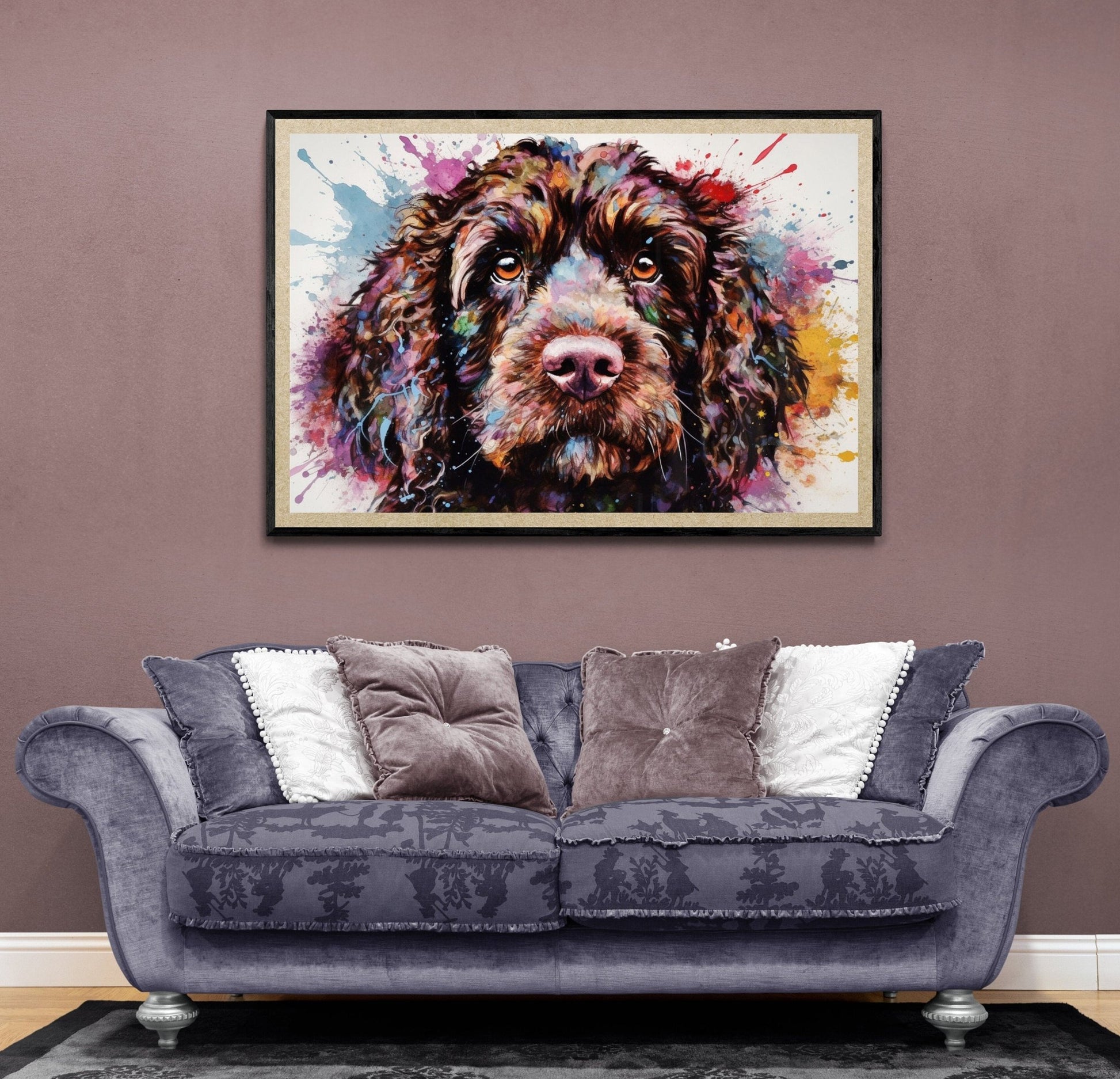 Chocolate Cockapoo Poster Print. Watercolour Dog Art & Prints Gift, Painting for Doodle Dog Mom, Dad. Abstract Art, Cavapoo Labradoodle - Matte Paper - Colourful wall art by Canvasity Crafts