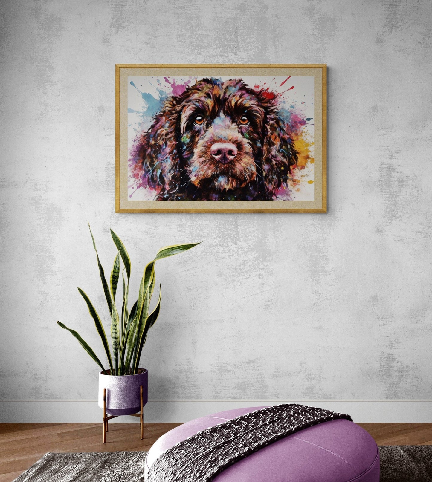 Chocolate Cockapoo Poster Print. Watercolour Dog Art & Prints Gift, Painting for Doodle Dog Mom, Dad. Abstract Art, Cavapoo Labradoodle - Matte Paper - Colourful wall art by Canvasity Crafts