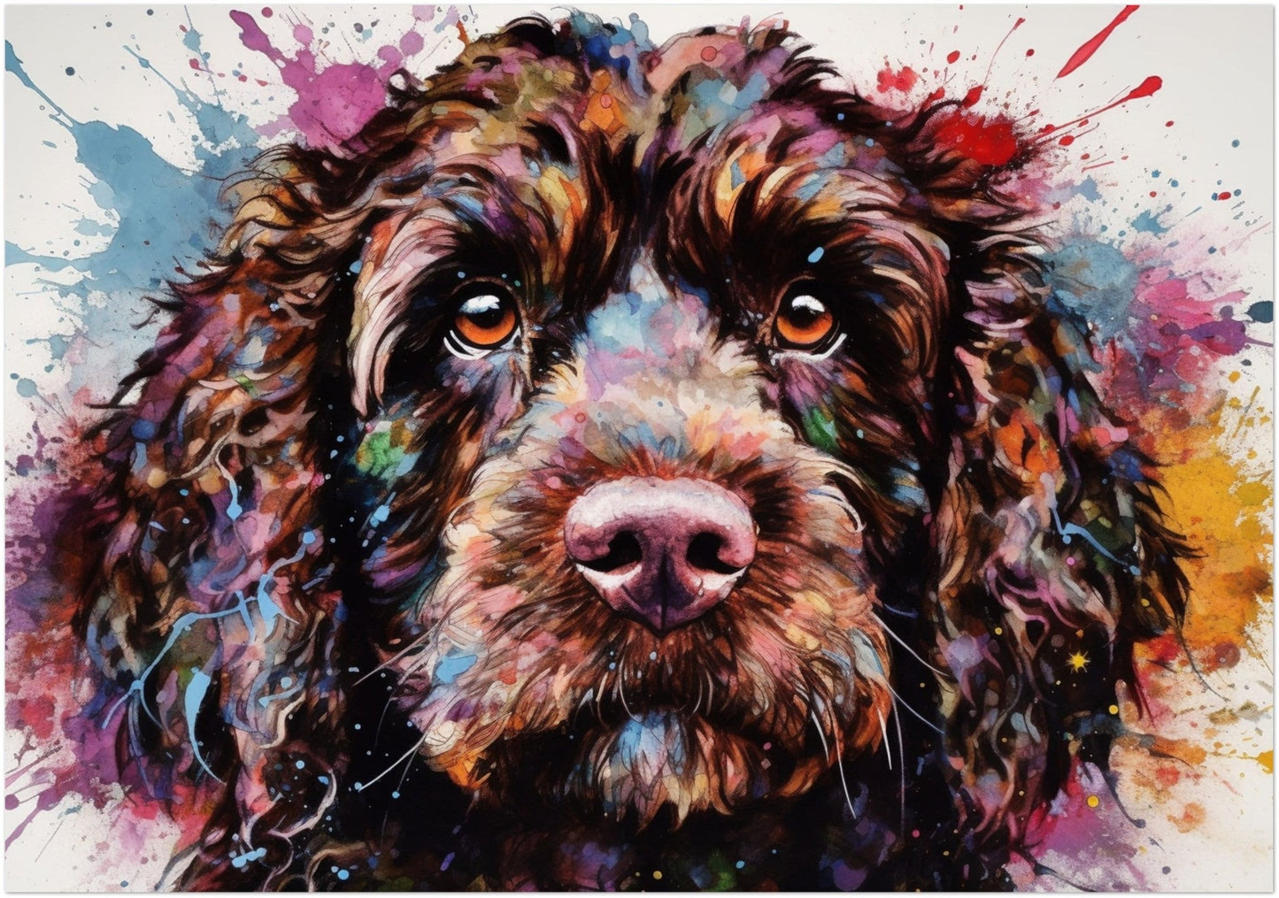 Chocolate Cockapoo Poster Print. Watercolour Dog Art & Prints Gift, Painting for Doodle Dog Mom, Dad. Abstract Art, Cavapoo Labradoodle - Matte Paper - Colourful wall art by Canvasity Crafts