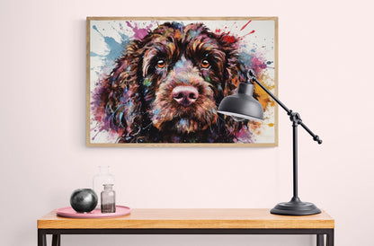 Chocolate Cockapoo Poster Print. Watercolour Dog Art & Prints Gift, Painting for Doodle Dog Mom, Dad. Abstract Art, Cavapoo Labradoodle - Matte Paper - Colourful wall art by Canvasity Crafts