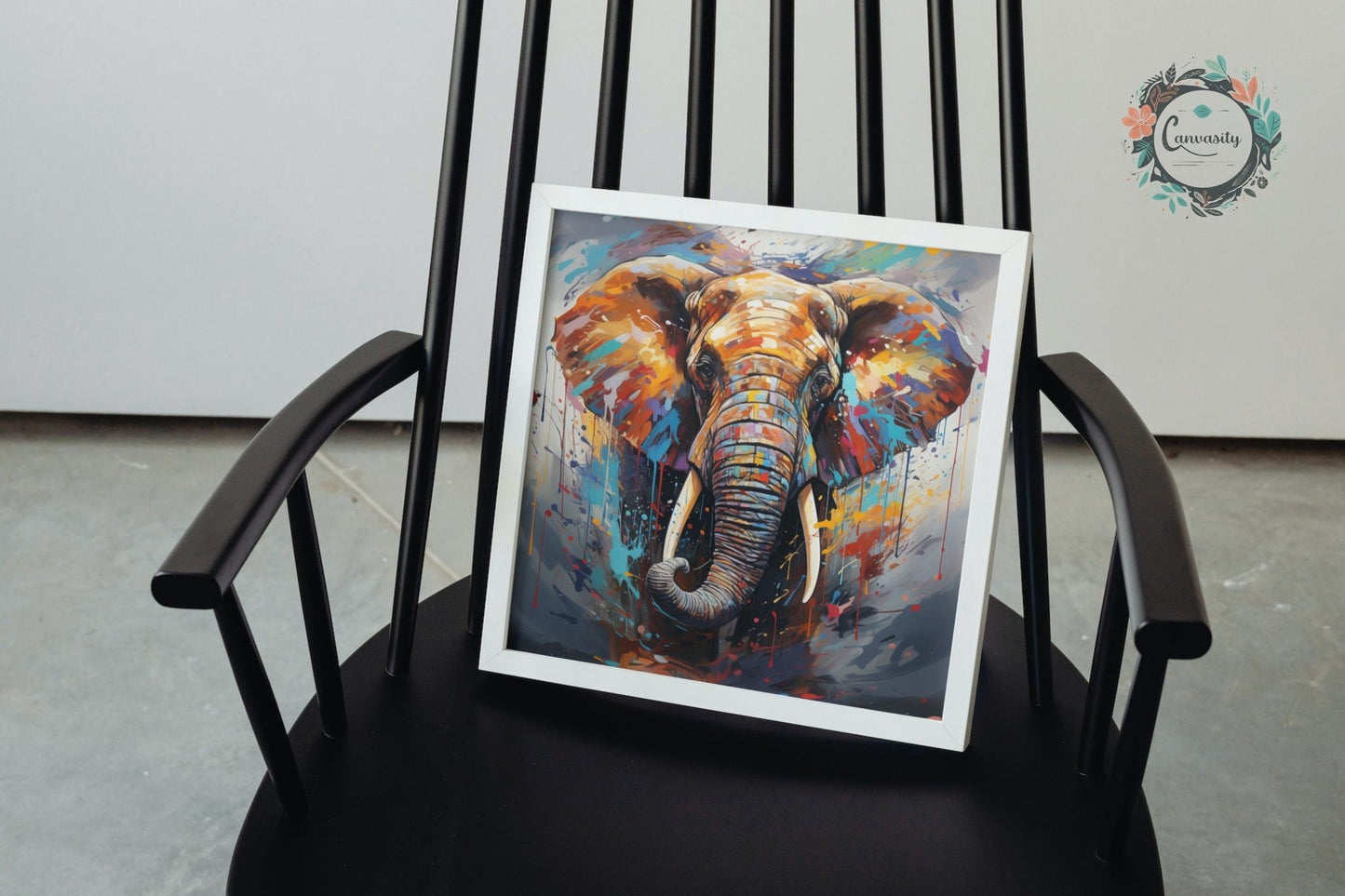 Colourful African Bull Elephant - Unframed Print - Wildlife Animal Wall Art for Nature Enthusiasts, Savanna, Safari Oil Painting Gift - Posters - Colourful wall art by Canvasity Crafts