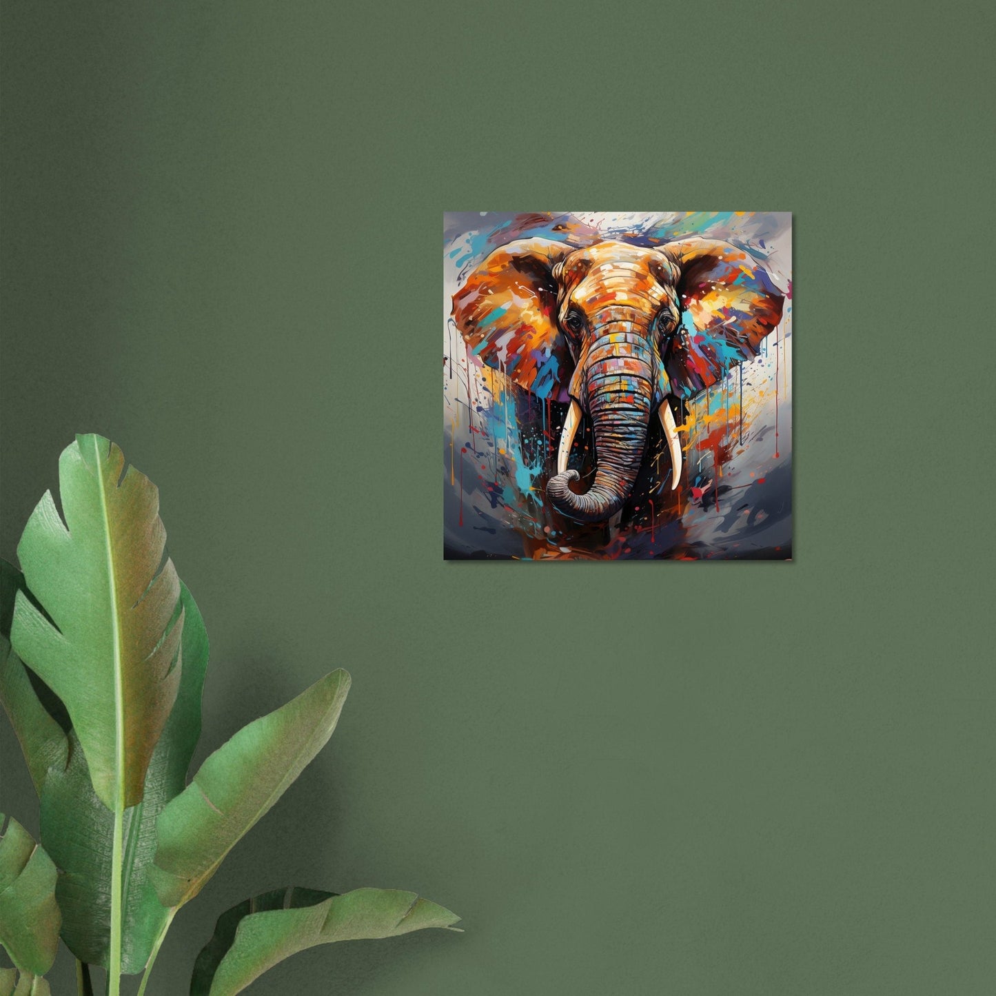 Colourful African Bull Elephant - Unframed Print - Wildlife Animal Wall Art for Nature Enthusiasts, Savanna, Safari Oil Painting Gift - Posters - Colourful wall art by Canvasity Crafts