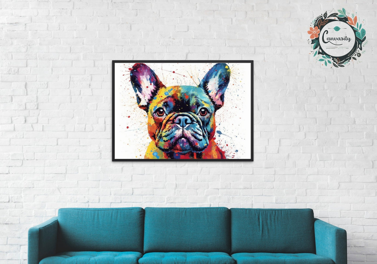 Cute French Bulldog Print - Unframed - Matte Paper - Colourful wall art by Canvasity Crafts