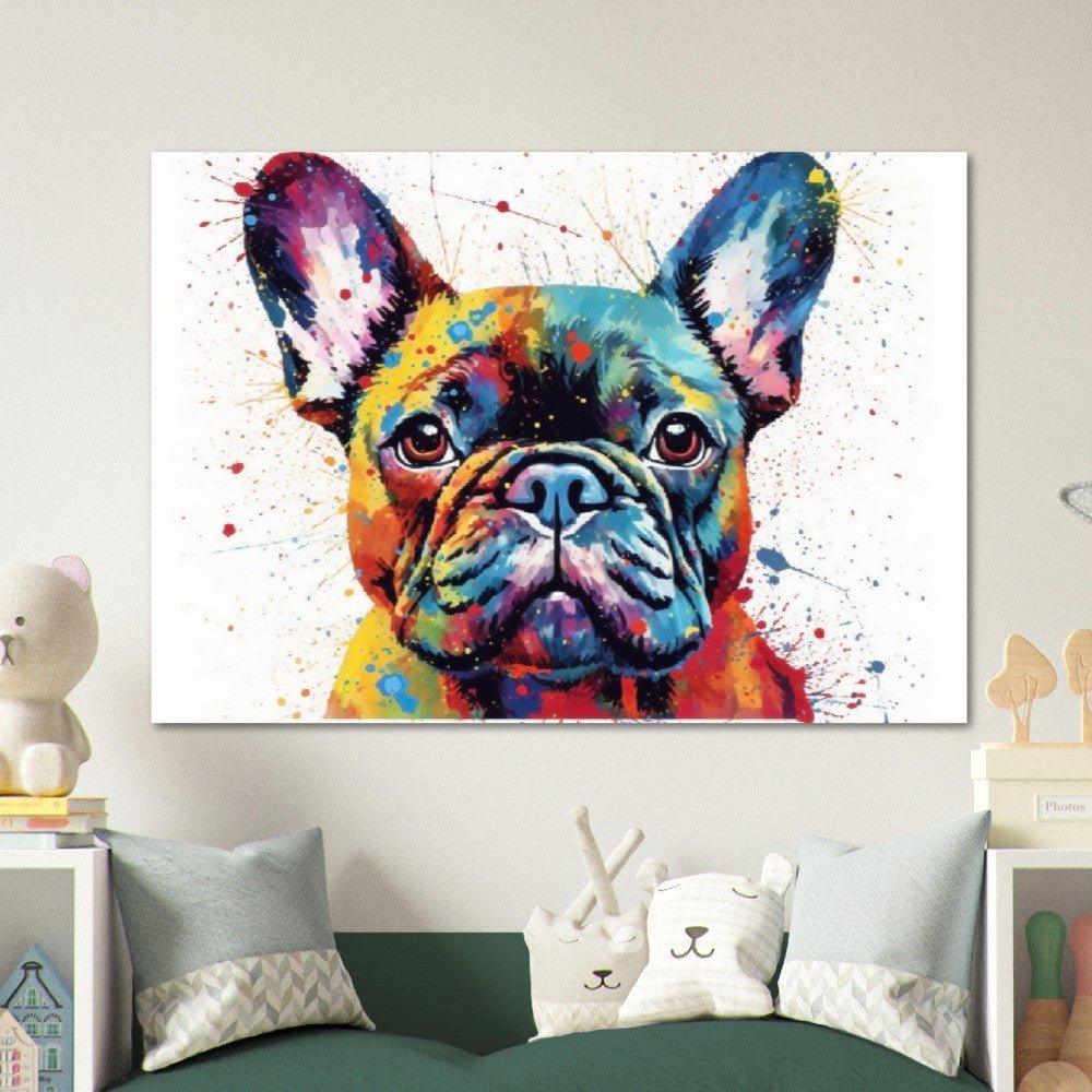 Cute French Bulldog Print - Unframed - Matte Paper - Colourful wall art by Canvasity Crafts