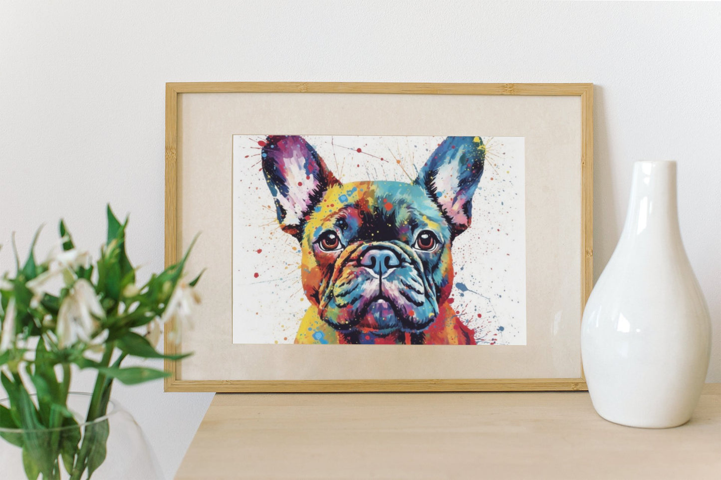 Cute French Bulldog Print - Unframed - Matte Paper - Colourful wall art by Canvasity Crafts