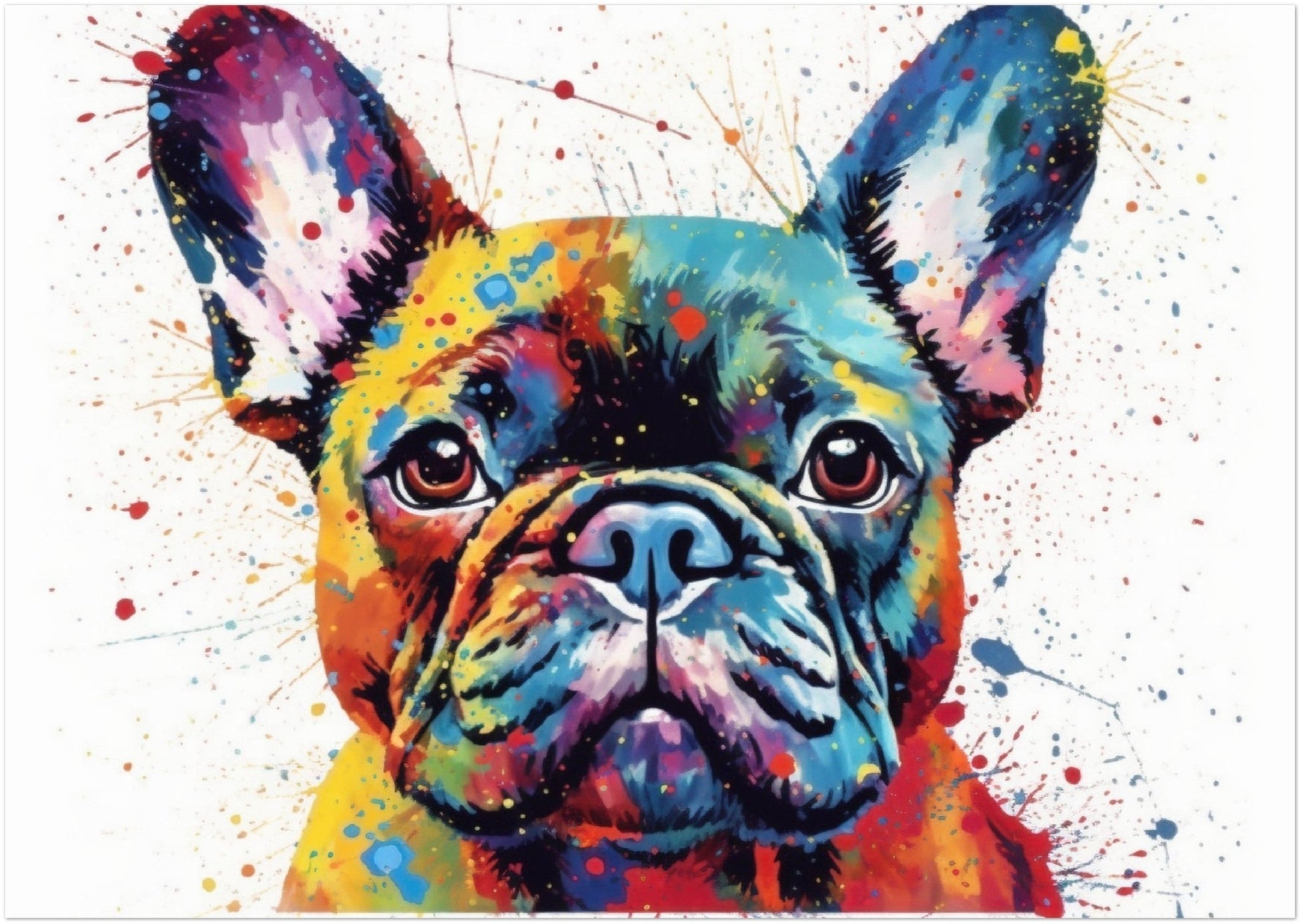 Cute French Bulldog Print - Unframed - Matte Paper - Colourful wall art by Canvasity Crafts