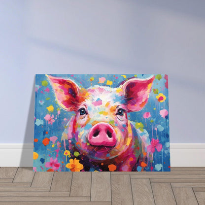 Cute Pig Print in Blue - Unframed - Matte Paper - Colourful wall art by Canvasity Crafts