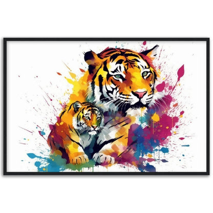 Cute Tiger Family Wall Art | Watercolour Framed Poster | Nursery Gift for Tiger Lover - Framed Wall Art - Colourful wall art by Canvasity Crafts