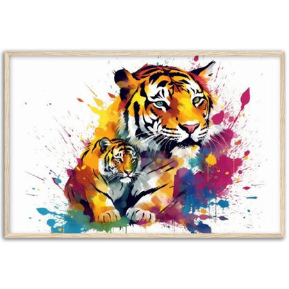 Cute Tiger Family Wall Art | Watercolour Framed Poster | Nursery Gift for Tiger Lover - Framed Wall Art - Colourful wall art by Canvasity Crafts