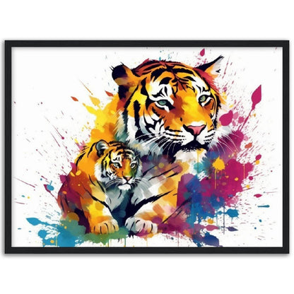 Cute Tiger Family Wall Art | Watercolour Framed Poster | Nursery Gift for Tiger Lover - Framed Wall Art - Colourful wall art by Canvasity Crafts