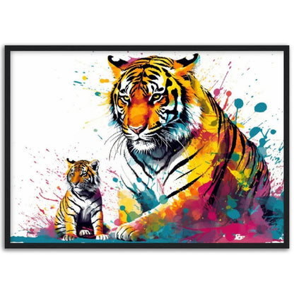 Cute Tiger Family Wall Art | Watercolour Framed Poster | Nursery Gift for Tiger Lover - Framed Wall Art - Colourful wall art by Canvasity Crafts