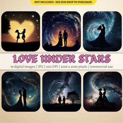 Dance Under The Stars Clipart. 15 High Quality JPGs silhouettes starry sky. Instant Download Commercial Use. Salsa, Breakdance, Tap, Ballet - Clipart - Colourful wall art by Canvasity Crafts