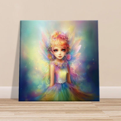 Enchanting Rainbow Pixie Fairy Canvas Print - Square Wall Art Painting Picture for kids room, teen gift, daughter present - Canvas - Colourful wall art by Canvasity Crafts