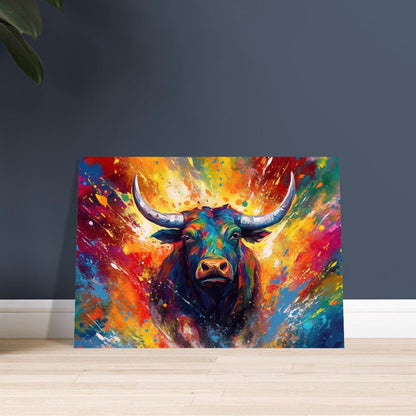 Explosive Charging Bull Print - Unframed - Matte Paper - Colourful wall art by Canvasity Crafts