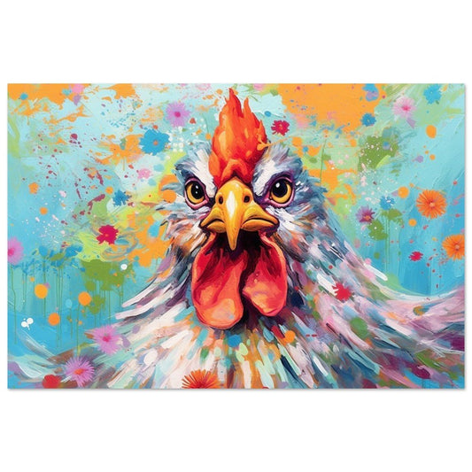 Exquisite Chicken Print - Unframed - Matte Paper - Colourful wall art by Canvasity Crafts