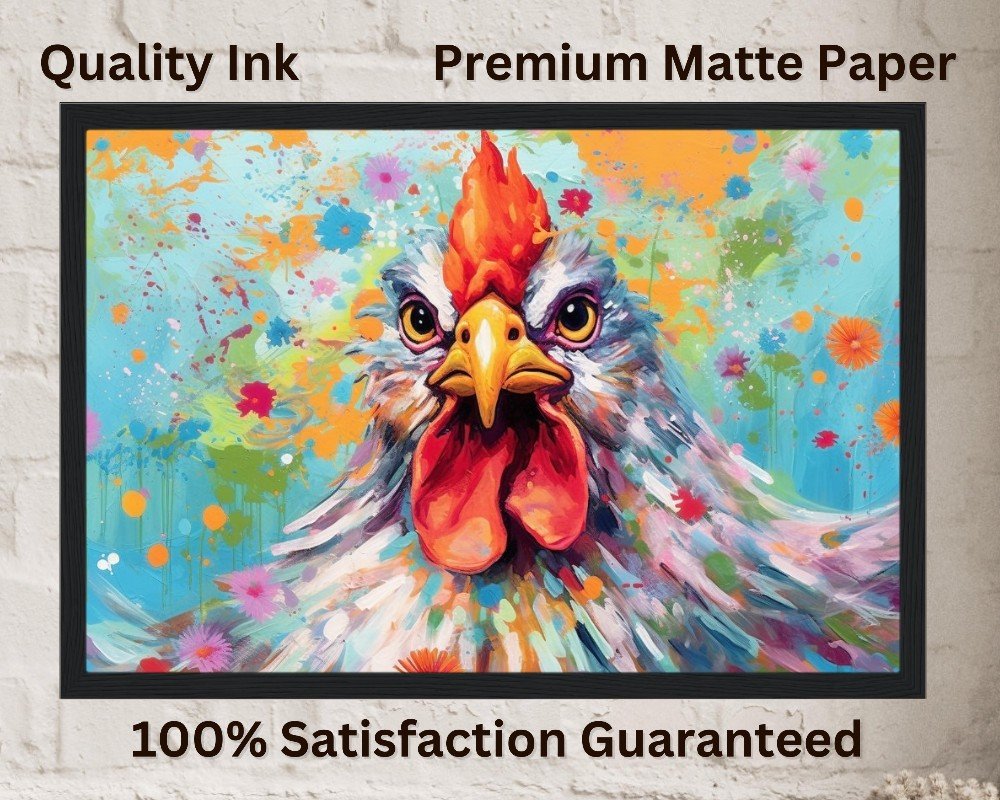 Exquisite Chicken Print - Unframed - Matte Paper - Colourful wall art by Canvasity Crafts