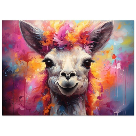 Floral Llama Print - Unframed - Matte Paper - Colourful wall art by Canvasity Crafts