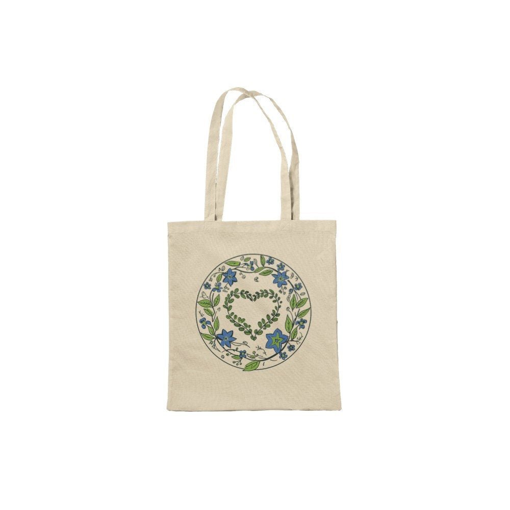 Flowery Heart Tote Bag - Cotton Eco-Friendly Cute Floral Reinforced Tote Bag - Flowery Heart Gift - Accessories - Colourful wall art by Canvasity Crafts