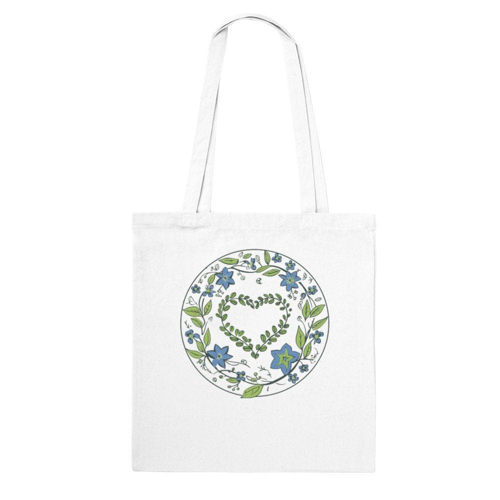 Flowery Heart Tote Bag - Cotton Eco-Friendly Cute Floral Reinforced Tote Bag - Flowery Heart Gift - Accessories - Colourful wall art by Canvasity Crafts