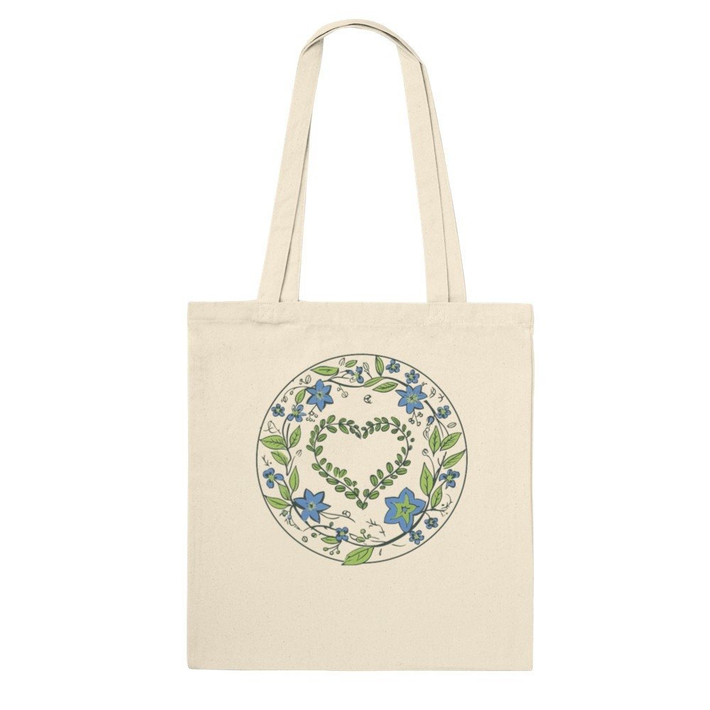 Flowery Heart Tote Bag - Cotton Eco-Friendly Cute Floral Reinforced Tote Bag - Flowery Heart Gift - Accessories - Colourful wall art by Canvasity Crafts