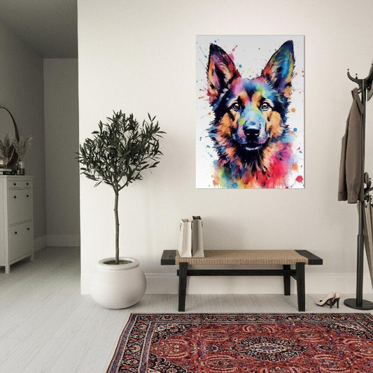 German Shepherd Puppy Poster, Free Shipping! Watercolor Nursery Poster Print, Animal Wall Art Gift for Dog Lovers, Alsatian Mom, Dad - Posters - Colourful wall art by Canvasity Crafts