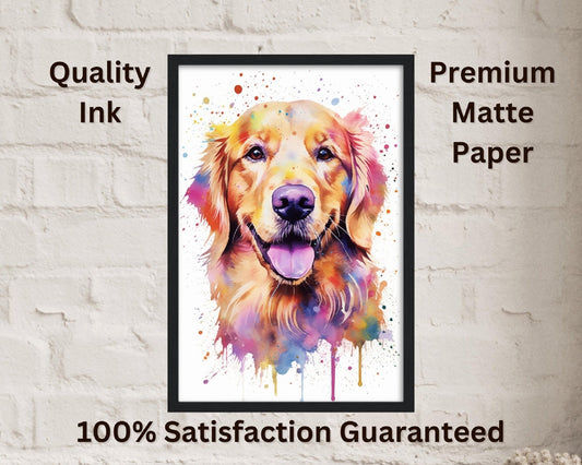 Golden Retriever Poster - Free Shipping! Colorful Watercolor Print, Animal Wall Art Gift for Dog Lovers, Goldie Mom, Dad - Posters - Colourful wall art by Canvasity Crafts