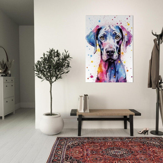 Great Dane Puppy Poster with Free Delivery! Colorful Watercolor Nursery Poster Print, Animal Wall Art Gift for Dog Lovers, Dane Mom, Dad - Posters - Colourful wall art by Canvasity Crafts