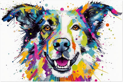 Happy and Vibrant Border Collie Print - Unframed - Matte Paper - Colourful wall art by Canvasity Crafts