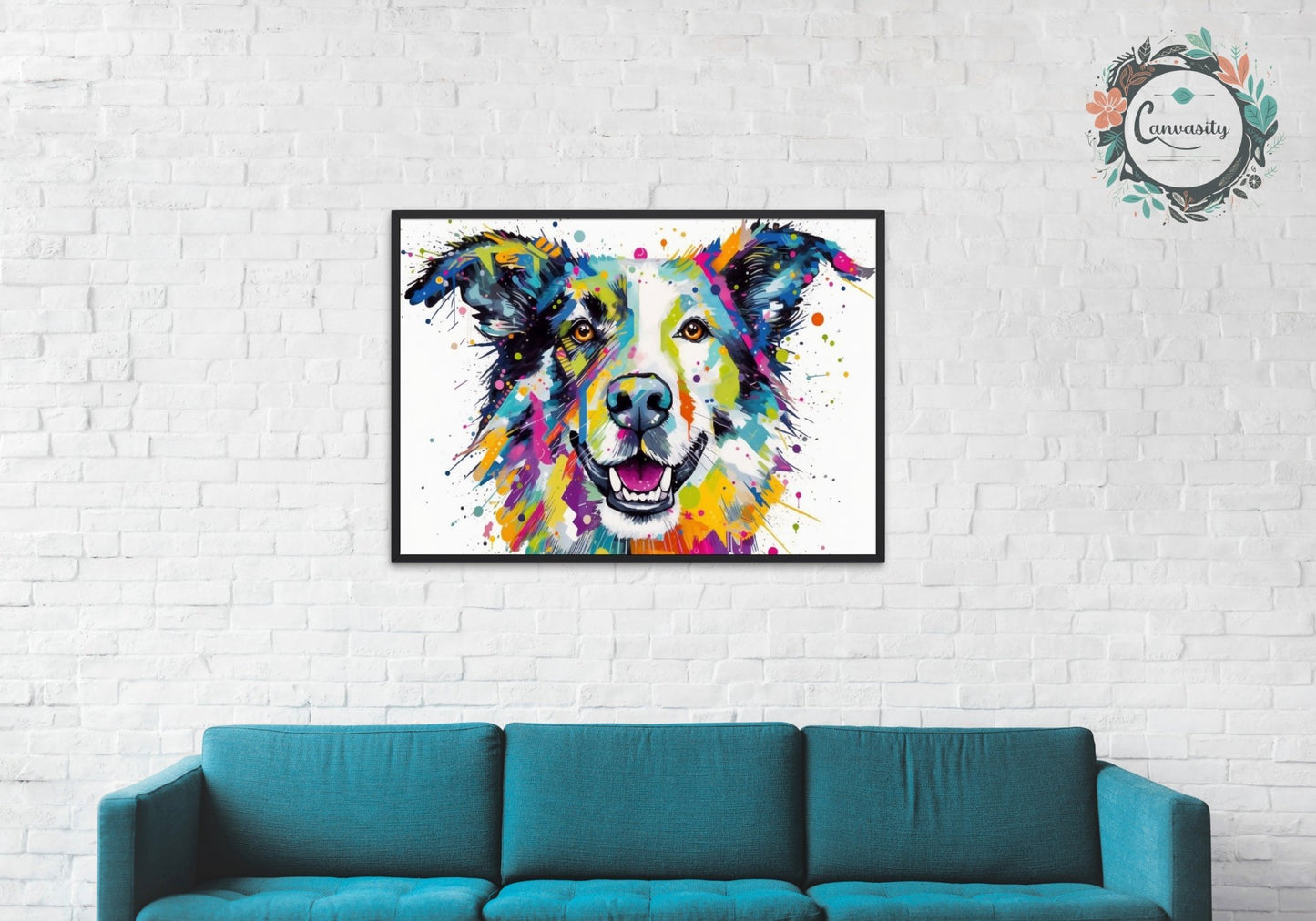 Happy and Vibrant Border Collie Print - Unframed - Matte Paper - Colourful wall art by Canvasity Crafts