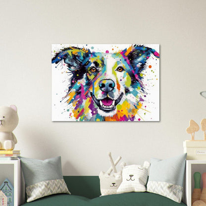 Happy and Vibrant Border Collie Print - Unframed - Matte Paper - Colourful wall art by Canvasity Crafts