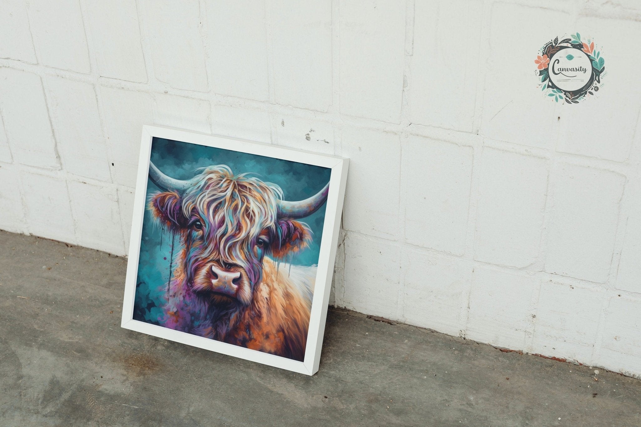 Highland Cow Premium Print - Unframed Poster - Misty Wildlife Animal Wall Art Painting, Farm Art Gift for Farmer, Mom, Dad. Home Decor - Posters - Colourful wall art by Canvasity Crafts