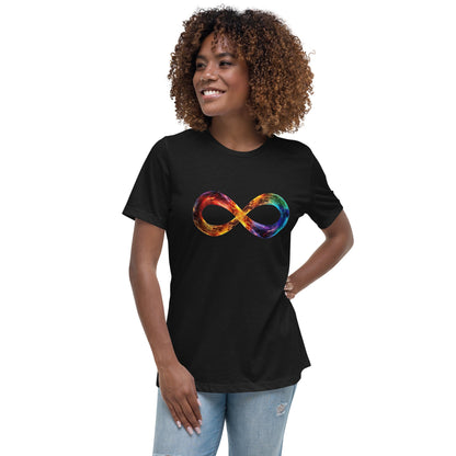 Colorful Infinity Symbol T-Shirt | Autism Awareness | Neurodiversity | Space | Gift for Autistic or Neurodiverse | Women’s Relaxed Fit Tee - CanvasityCrafts - Free Shipping