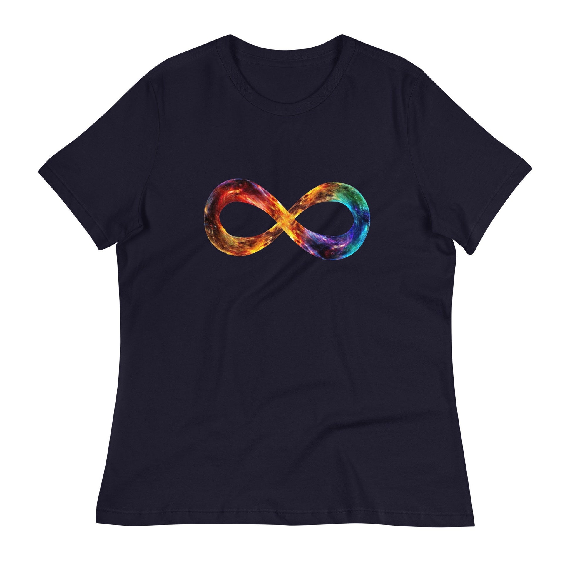 Colorful Infinity Symbol T-Shirt | Autism Awareness | Neurodiversity | Space | Gift for Autistic or Neurodiverse | Women’s Relaxed Fit Tee - CanvasityCrafts - Free Shipping