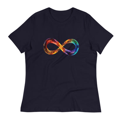 Colorful Infinity Symbol T-Shirt | Autism Awareness | Neurodiversity | Space | Gift for Autistic or Neurodiverse | Women’s Relaxed Fit Tee - CanvasityCrafts - Free Shipping