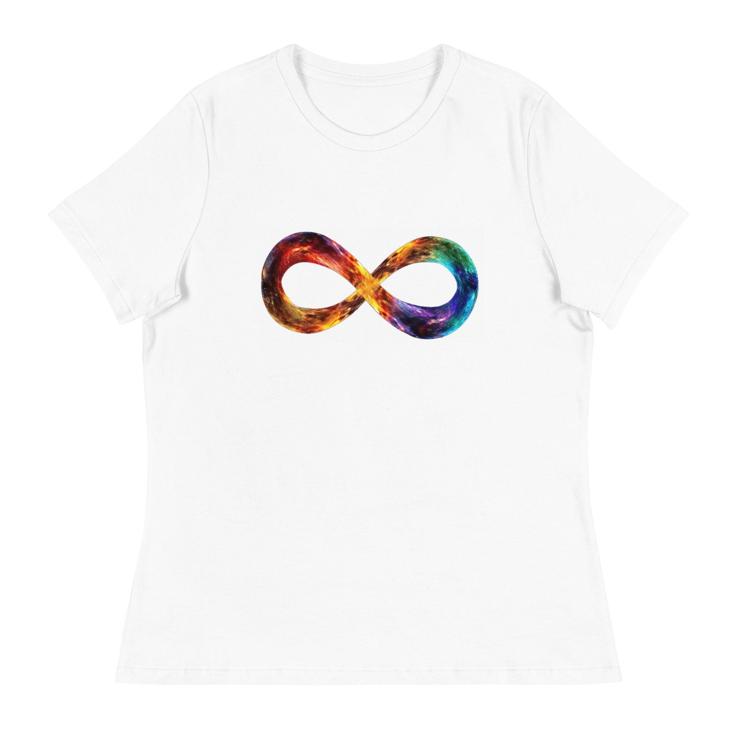 Colorful Infinity Symbol T-Shirt | Autism Awareness | Neurodiversity | Space | Gift for Autistic or Neurodiverse | Women’s Relaxed Fit Tee - CanvasityCrafts - Free Shipping