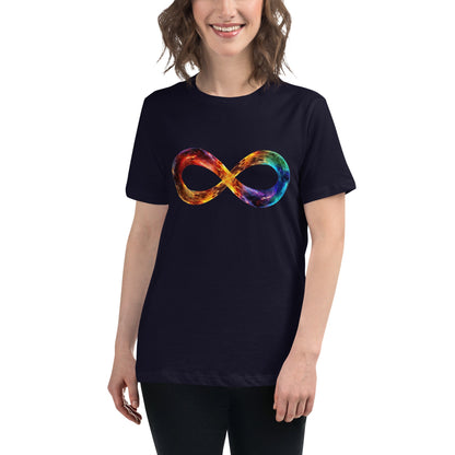 Colorful Infinity Symbol T-Shirt | Autism Awareness | Neurodiversity | Space | Gift for Autistic or Neurodiverse | Women’s Relaxed Fit Tee - CanvasityCrafts - Free Shipping