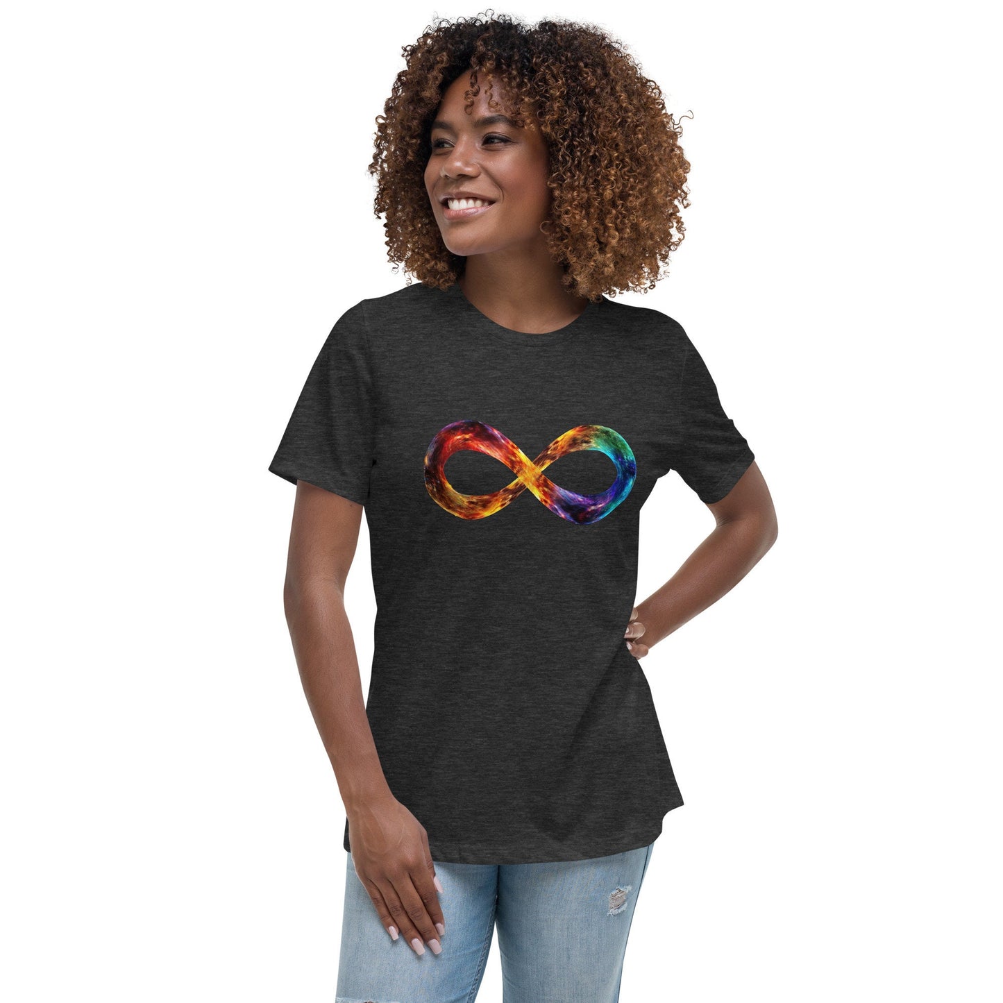 Colorful Infinity Symbol T-Shirt | Autism Awareness | Neurodiversity | Space | Gift for Autistic or Neurodiverse | Women’s Relaxed Fit Tee - CanvasityCrafts - Free Shipping