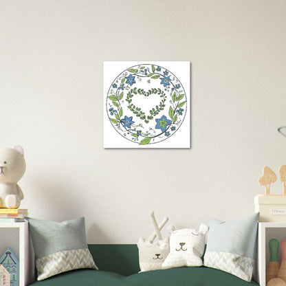 Flowery Heart Square Print - Premium White Matte Paper Cute Floral Poster. Flower Heart Gift - CanvasityCrafts - Free Shipping