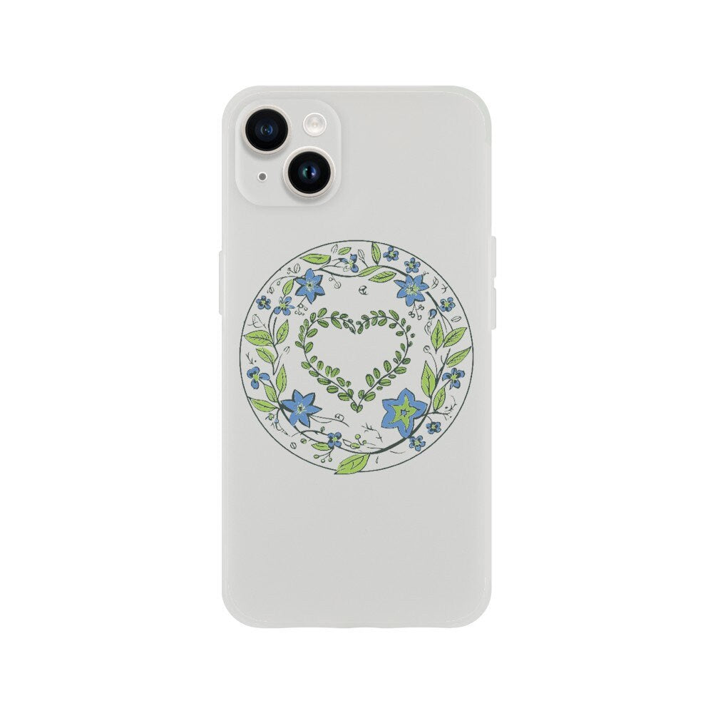 Flowery Heart iPhone 11, 12, 13, 14 Case - Floral Transparent Clear Flexi Phone Case. Cute Flower Heart Gift. - CanvasityCrafts - Free Shipping