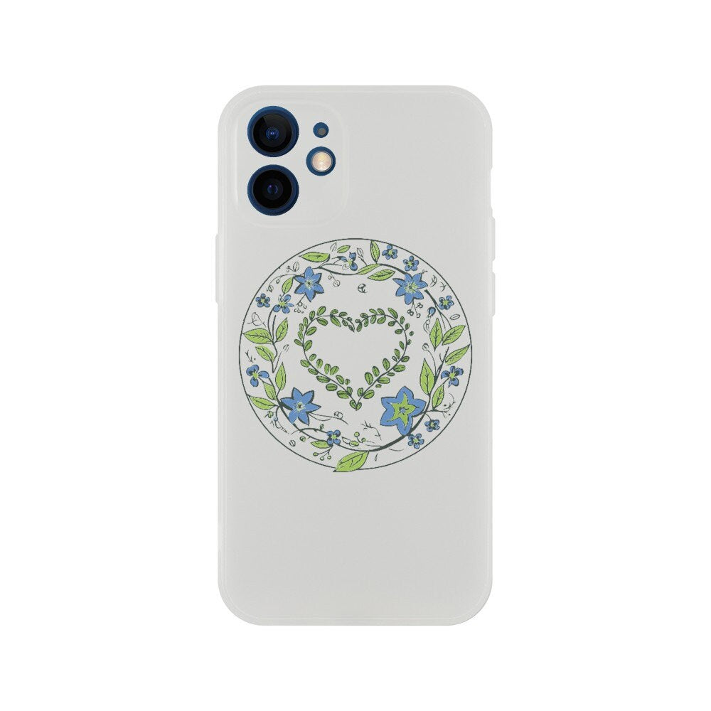 Flowery Heart iPhone 11, 12, 13, 14 Case - Floral Transparent Clear Flexi Phone Case. Cute Flower Heart Gift. - CanvasityCrafts - Free Shipping