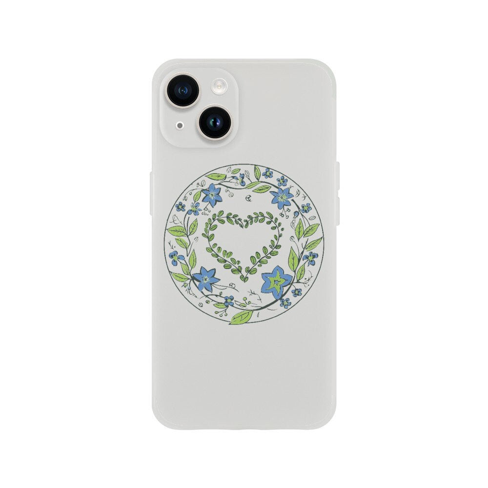 Flowery Heart iPhone 11, 12, 13, 14 Case - Floral Transparent Clear Flexi Phone Case. Cute Flower Heart Gift. - CanvasityCrafts - Free Shipping