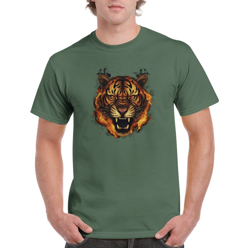 Flame Tiger T-Shirt - Unique Tee for Fire Tiger Lover! Great gift. Unisex shirt, various colors - CanvasityCrafts - Free Shipping