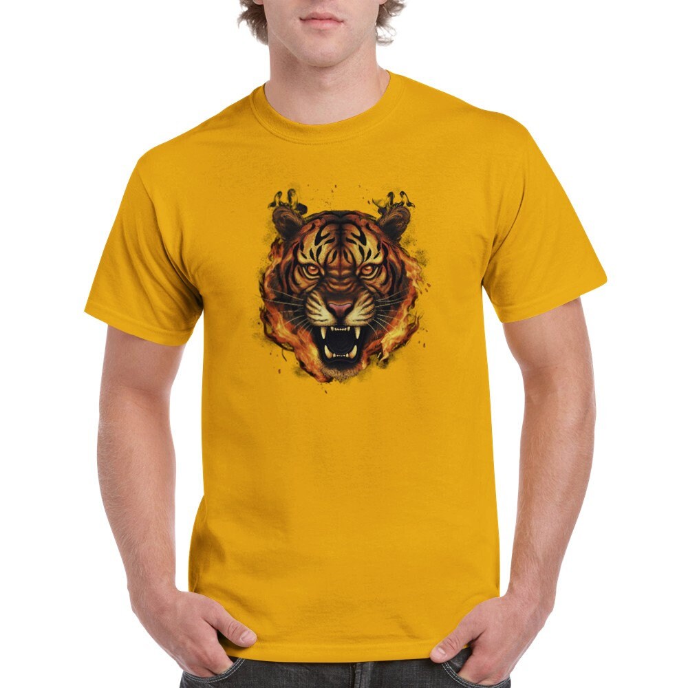 Flame Tiger T-Shirt - Unique Tee for Fire Tiger Lover! Great gift. Unisex shirt, various colors - CanvasityCrafts - Free Shipping