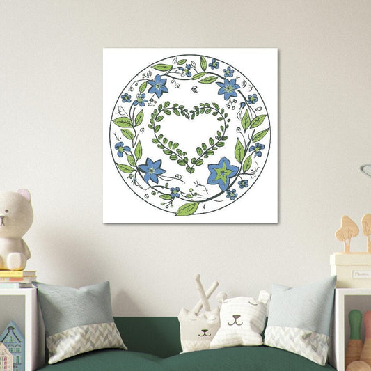 Flowery Heart Square Print - Premium White Matte Paper Cute Floral Poster. Flower Heart Gift - CanvasityCrafts - Free Shipping