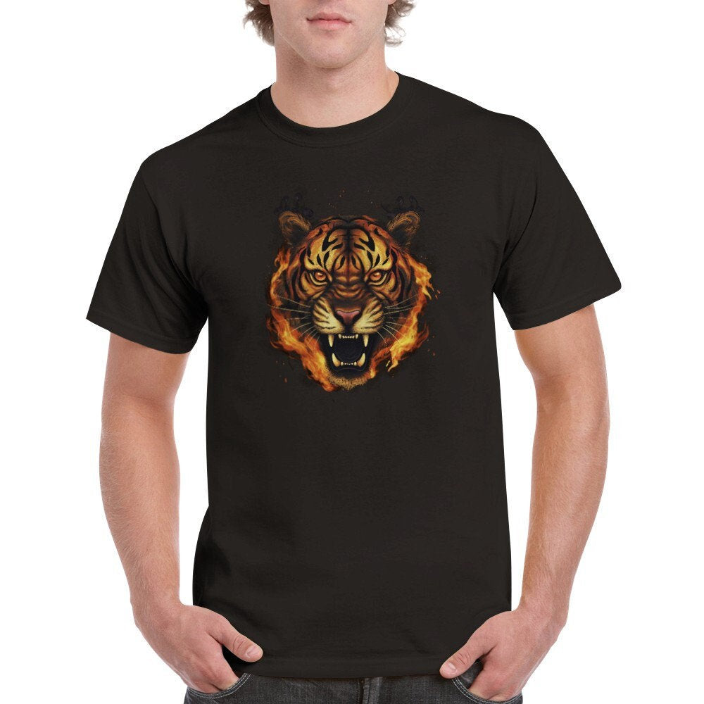 Flame Tiger T-Shirt - Unique Tee for Fire Tiger Lover! Great gift. Unisex shirt, various colors - CanvasityCrafts - Free Shipping