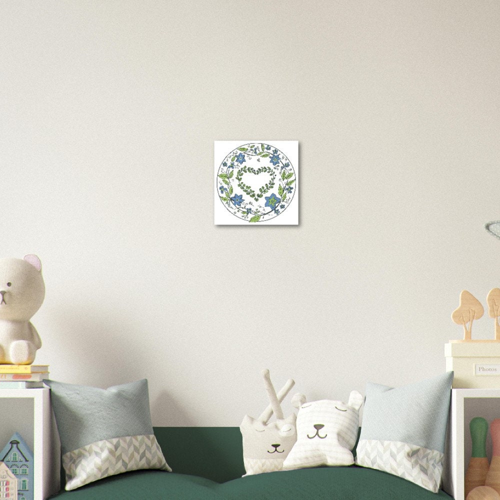 Flowery Heart Square Print - Premium White Matte Paper Cute Floral Poster. Flower Heart Gift - CanvasityCrafts - Free Shipping