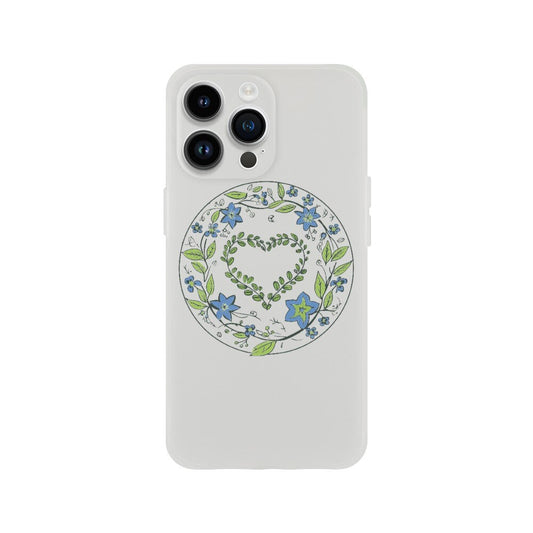 Flowery Heart iPhone 11, 12, 13, 14 Case - Floral Transparent Clear Flexi Phone Case. Cute Flower Heart Gift. - CanvasityCrafts - Free Shipping