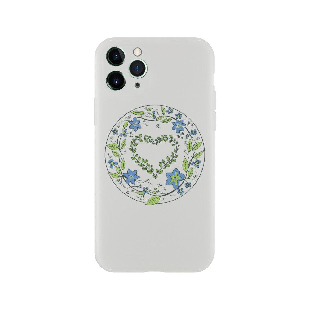 Flowery Heart iPhone 11, 12, 13, 14 Case - Floral Transparent Clear Flexi Phone Case. Cute Flower Heart Gift. - CanvasityCrafts - Free Shipping