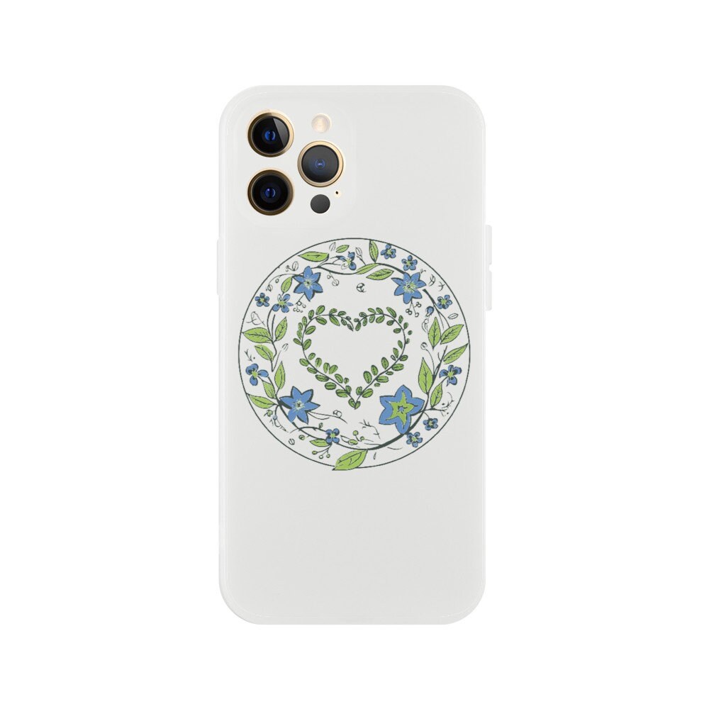 Flowery Heart iPhone 11, 12, 13, 14 Case - Floral Transparent Clear Flexi Phone Case. Cute Flower Heart Gift. - CanvasityCrafts - Free Shipping